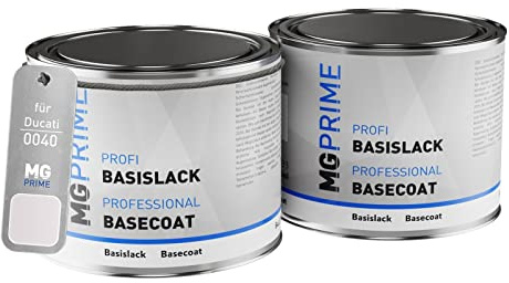 MG PRIME Motorradlack Set Dose spritzfertig für Ducati 0040 Bianco Pearl Grundlack + Basislack 1,0 Liter 1000ml