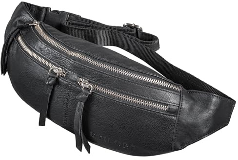STILORD Casimir Bauchtasche Leder stylisch Groß Herren Damen Vintage Gürteltasche Hüfttasche XL Echtleder Vintage Design Farbe:schwarz