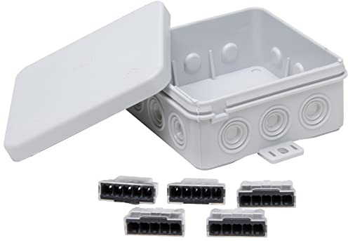 Kopp Abzweigdose Aufputz-Feuchtraum, IP 54, 85 x 85 x 40 mm mit Steckklemmen 5polig, Profi-Pack: 10 Stück 347110004