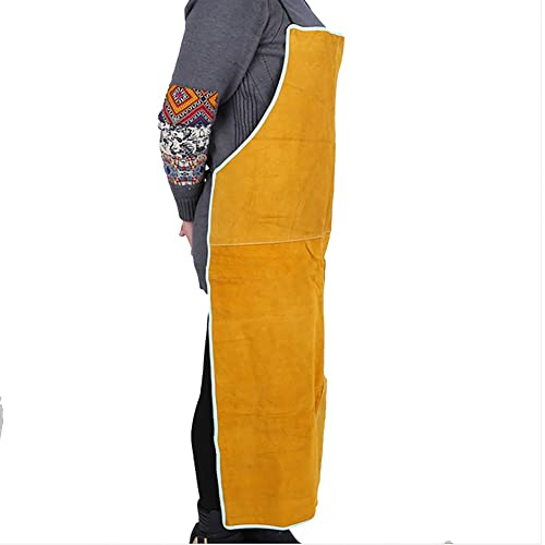 Schweißschürze Rindslederschweißschweißschürze, hitzebeständige und flammhemmende schwere Arbeitsschürze, for Schmiede/Holzarbeiten (Color : Yellow, Size : 90x70cm)