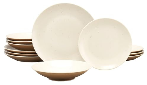 CreaTable, 33072, Serie SAND DUNES, 12-teiliges Geschirrset, Teller Set aus Steinzeug, spülmaschinen- und mikrowellengeeignet, Qualitätsproduktion