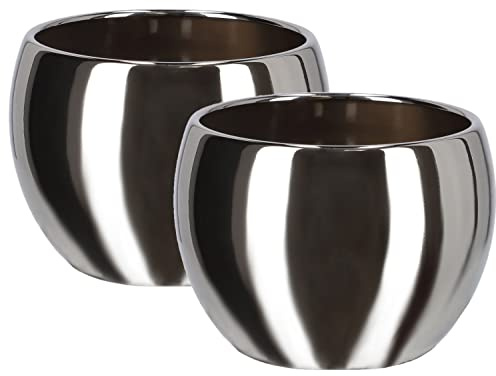KOTARBAU® Uppsättning av 2 keramiska blomkrukor ytterkruka ⌀ 10 cm för blommor växter silver