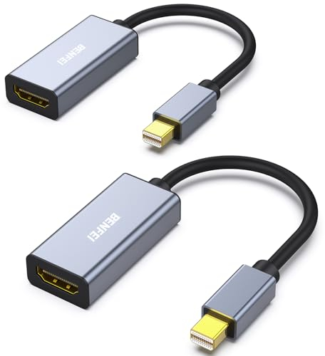 BENFEI Adattatore Mini DisplayPort (Thunderbolt 2) a HDMI 4k, 2 Confezione Unidirezionale Mini DisplayPort Computer a HDMI Monitor Per MacBook Air/Pro Microsoft Surface Pro/Dock Monitor Proiettore