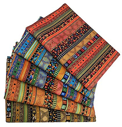 Bedruckter Stoff mit ethnischem Muster, Baumwolle und Leinen, 50 x 40 cm, Baumwollbündel, afrikanischer Druck, für Heimwerker, Nähen, Kopfbedeckungen, Schal, Bastelprojekte, Quilten, 5 Stück