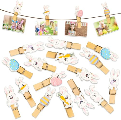 40 pièces Pinces en Bois de Pâques,Mini Pinces à Linge en Bois,Pinces de Décoration de Pâques,pour Photos Décoratives, Images, Collages, Cartes Postales, Cadeaux