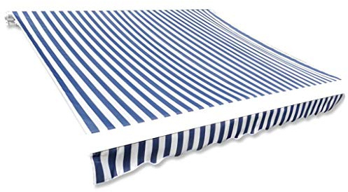 AUVYI Telo di copertura per tende da sole in tela blu e bianco, 4 x 3 m (senza cornice), ricambio per tende da sole, per balcone, protezione solare, per esterni, impermeabile, di alta qualità