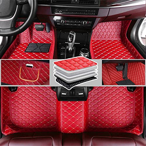 Romanbin Nach Maß Auto Fußmatten für 99% Stufenheck, Schrägheck, Coupe, Kombi, Cabriolet, Großraumlimousine 2000-2024, PU-Leder Allwetter Auto Fussmatten(Rot)