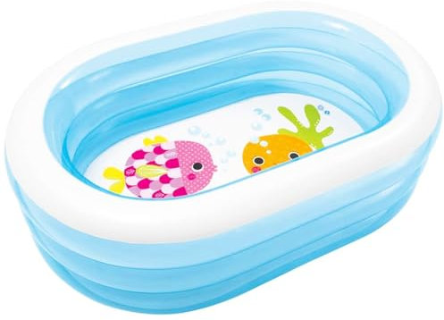Virsus Piscina Gonfiabile Rettangolare con Pesciolini Colorati sul Fondo 482NP, misura 163x107x46 cm, 3 Anelli gonfiabili, Piscinetta per terrazzo, giardino, spiaggia