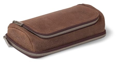 Jahn-Tasche Großes Leder Federmäppchen, Sifte-Etui, Federmappe, Federtasche, Mäppchen, Doppeltes Fach, XL aus echtem Büffel-Leder, Modell 020 - Jahn-Lederwaren (Braun)