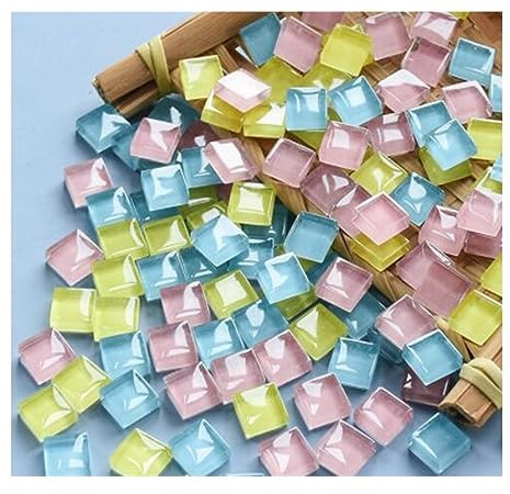 Azulejos Ceramica Azulejos de mosaico de 1x1cm, 600 Uds., piezas de vidrio de mosaico de colores mezclados for decoración del hogar, Kit de vidrio, piezas de mosaico de vidrio for manualidades Baldosa