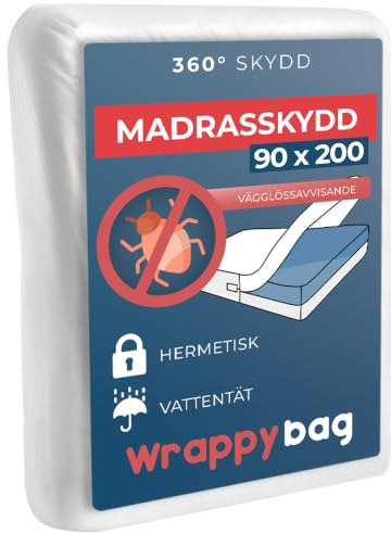 WRAPPYBAG Coprimaterasso Impermeabile Antiacaro e Cimici – Fodera per Materasso Senza Trattamenti Chimici – Per materassi 90x200 – Disponibile in 15 Dimensioni e Altezze