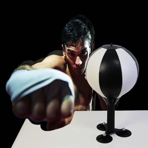 GTPBAO Punchingball Speedball Fitness-Boxball mit Saugnapf, Tisch-Speed-Boxball für Das Training Im Boxsport/Erwachsene/Kleinkinder, Schwarz-Weiß