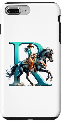 iPhone 7 Plus/8 Plus R Initial Cowgirl Horse Monogram Girls Alphabet Letter R Case