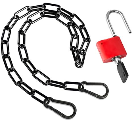 Torkettenschloss, Kette und Vorhängeschloss Outdoor, Sicherheitskette, Vorhängeschloss Kette, Stahlkette, Schloss und Kette mit Karabinern, Metallkette mit Mülltonnenschloss für Zäune, Käfige,