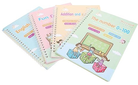 VILLFUL 4stücke Schreibübung Bücher Mit Rillen Englisch Lernheft Für Vorschulkinder Schreibheft Für Sicheres Und Lernen