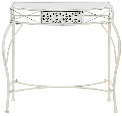 HETFTJN Laptoptisch Betttisch Wohnzimmertisch Klein Zeichentisch - Beistelltisch Französischer Stil Metall 82x39x76 cm Weiß für Outdoor Schlafzimmer Wohnzimmer Balkon