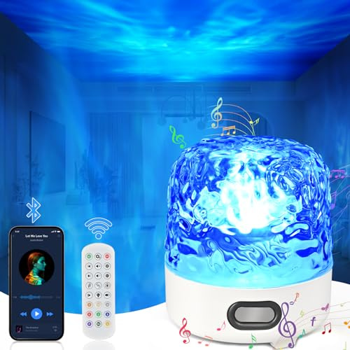 Onde Proiettore Stelle Soffitto,Bluetooth Musica 360° Lampada Proiettore Bambini con Telecomando&, proiettore soffitto Rotante Graduale a 16 Colori, Lampada Aurora Boreale è un Regalo Speciale