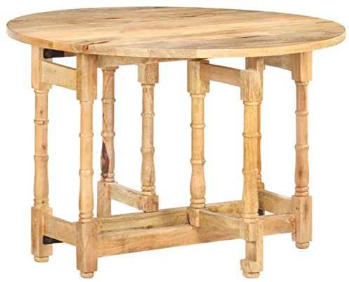 ShGaxin Esstisch, Esszimmertisch, Baumkantentisch, Dining Tables, Esszimmermöbel, Küchentisch, Küchen Tisch, Rund 110x76 cm Mango Massivholz