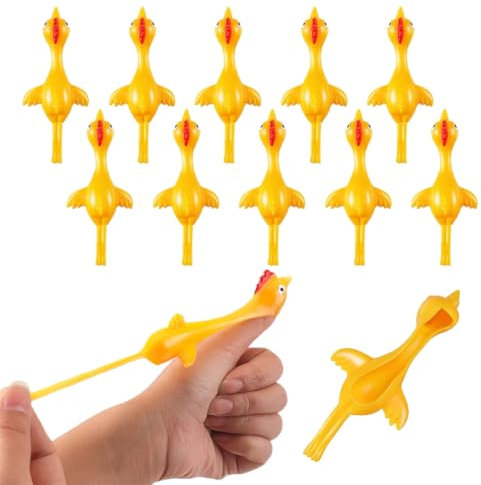WUSJCOF 10 pièces Poulet Élastique Schleuder Fliegende Doigts Déformable Jouet Amusant Catapulte en Caoutchouc pour Cadeaux d'Anniversaire