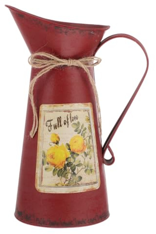 PRETYZOOM Seau à Fleurs Jardinière Rustique Élégante en Fer Rouge Vintage et Rangement D'objets Quotidiens pour Arrangement Floral pour Décoration Intérieure
