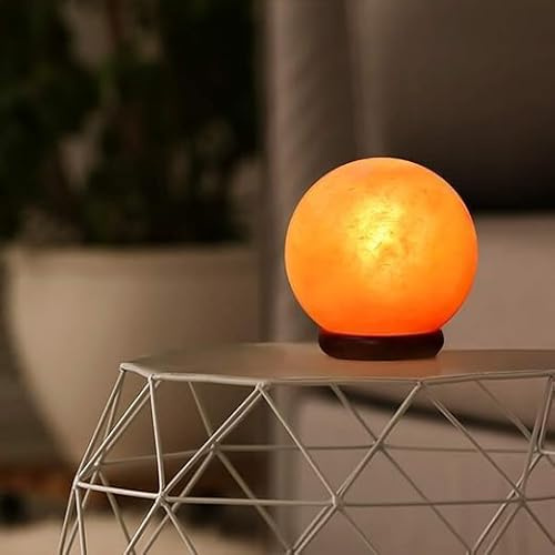 NatureBoost NB Himalayan Pink Salt Globe Shape Lamp with dimmer Switch and a Pair of Bulbs