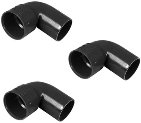 PVC Waste Pipe Fitting, 90-Degree Conversion Bend, 50mm, Black, Pack of 3