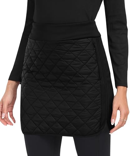 MoFiz Women's Winter Quilted Skirts Warm Insulated Puffer Skirt with Full Zipper Snow Skorts for Casual Golf Hiking Outdoor Black N11 Size US M