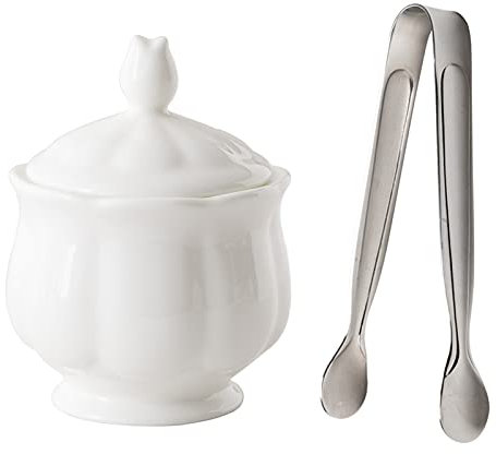 Sucrier Sucrier en porcelaine avec couvercle, pince à sucre incluse, sucrier en céramique de 230 ml, idéal for un café