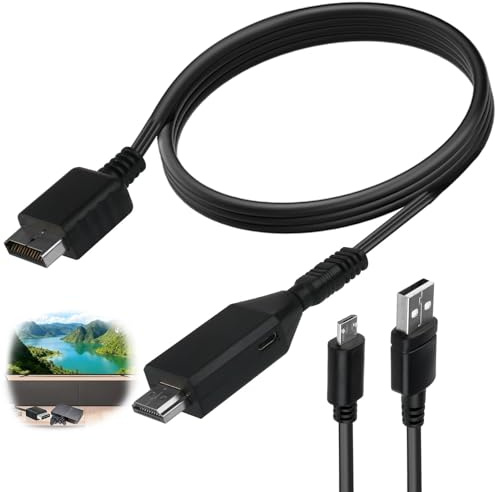 PS1 PS2 to HDMI Adapter Cable PS1/PS2 to HDMI Converter Cord Multifunctional PS2 HDMI Adaptor HD Video Audio Support 720P/1080P Output for PS1/PS2 Games Consoles Projector Monitor TV Multimedia