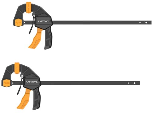 AMTOVL 12 Jeu de 2 Serre-joints à une Main Largeur de Serrage 310mm Plage d'Extension 130-435mm Profondeur 6cm Force de Serrage Maximale 75kg Serre Joint Rapide pour une Fixation d'une Seule Main