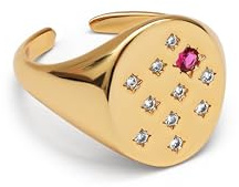 SINGULARU - Anello Sigillo Rosa. Ottone avec Placcatura in oro 18 kt et Zirconia. Gioielli da donna.