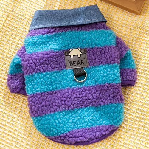 Hundepullover Kleine Hunde, Dog Sweater mit Leinenring, Hundepulli für Kleine und Mittelgroße Hunde, für Teddy, Dackel, Yorkies und Katzen(Blue,Small)