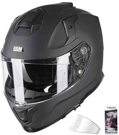 LEM Motorcycle Helmets Full Face for Men, Motorcycle Helmet for Adults, DOT Certified, PINLOCK & DVS Dual Vision, Motorcycle Street Bike Helmet, Bluetooth Speaker Pockets (Matte Black Large) VZN FP09