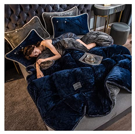 Foglio da Letto Set di Copertina del piumone Foglio Letto per Letto Luxury Velvet Copripiumino Set Ultra Morbido Copertina piuminata del piumone Matrimoniale Fodera per Letto di Letti (Colore: n,