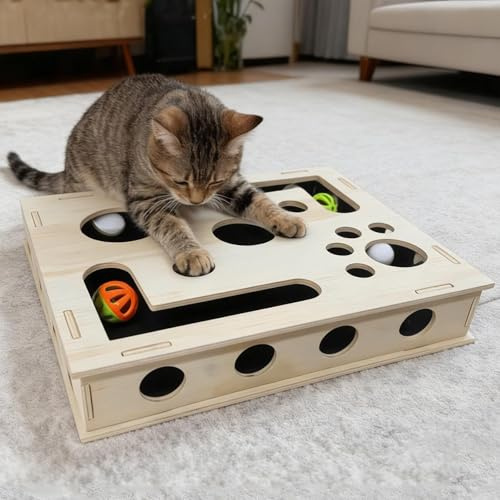 KEORHEZ Kratzpuzzle Katzen Cat Nail File Enrichment Board Lustiges Katzen-Und-Boxen-Spiel Gegen Spielstress Haustierspielzeug Für Wohnungskatzen Für Scharfe Katzenkrallen (30×25×6cm)