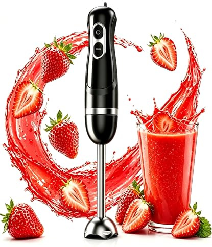 BESROY Mixeur Plongeant 1100W, Mixeur Plongeur Électrique & Hand Blender avec 2 Vitesses + Turbo, Acier Inoxydable, Lave-Vaisselle, Idéal pour Petits Pots Bébé, Smoothies & Soupes, Noir