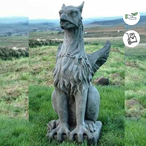 DGS STATUES – Stone Cast Sitting Proud Winged Griffin Gargoyle Very Large Statue