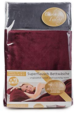 Gözze Wendebettwäsche, Cashmere-Feeling, Bettbezug: 155 x 220 cm, Kissenbezug: 80 x 80 cm, Bordeaux/Anthrazit, 40028-33-5520