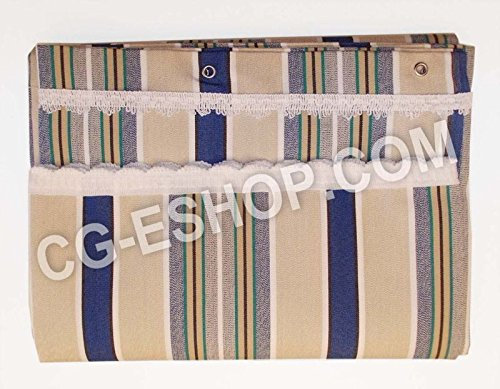 Tenda da Sole Balcone Italiana da sormonto Rigata Panna Blu cm 140x300