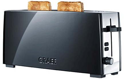 GRAEF Tostadora TO92 Negra, tostadora de ranura larga con accesorio separado para panecillos, dispositivo elevador, carcasa de acero inoxidable y función de ranura larga