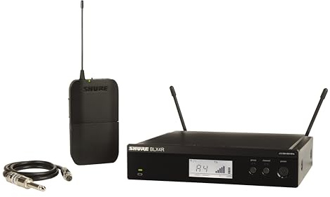 Shure BLX14R Sistema inalámbrico UHF para guitarra y bajo, batería de 14 horas, rango de 300 pies, UHF, incluye cable hembra para instrumento de 0,635 cm y receptor de montaje en rack de un solo canal