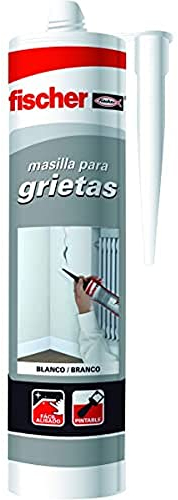 fischer - Masilla Acrílica Blanca para Relleno de Grietas, Reparaciones en Interiores, Pintable, Lavable con agua, Gran Adherencia Multimaterial y de Fácil Aplicación (300 ml) - Color Blanco