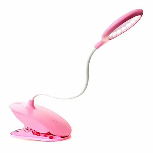 HIMRY® LED Buchlampe Klemmlampe, Dimmbar Touchsensor Helligkeit Stufenlos einstellbar, Klemmleuchte mit Klemmfuß Schwanenhals, USB Kabel, Reiselampe Arbeitsplatzleuchten, Pink, KXD6000N-pink