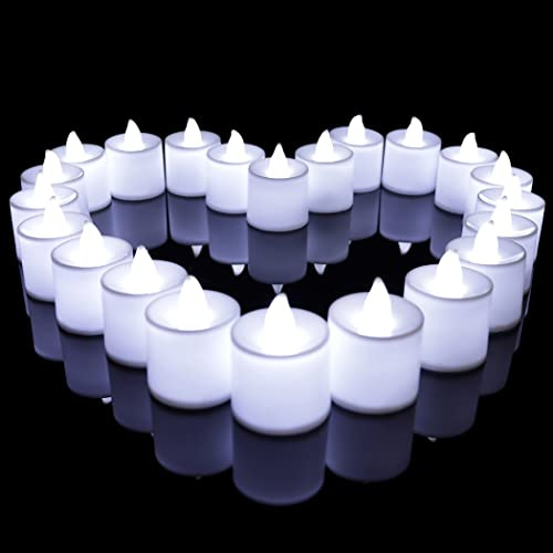 Little ants Lot de 24pcs Bougies LED à Piles sans Flamme, Réaliste et Bright, LED Lumières de Thé - Fausses Bougies électriques pour Votive, Table Party Anniversaire Mariage Noël Arbre de noël Blanc