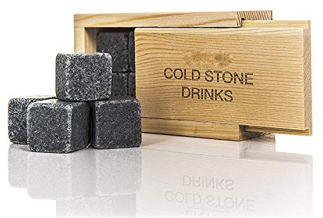 ADEPTNA Premium 8pc Whisky Ice Stones Drink Cooler Cubes Whiskey Scotch Rocks Granite Comes In Exclusive Wooden Domino Box- It's An Extremely Awesome Gift Idea For Men