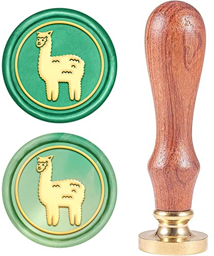 craspire Wachssiegel Stempel Alpaka, Tier Siegelwachsstempel Retro Holzstempel Wachssiegel 25 mm Abnehmbar Messingkopf Holzgriff Für Umschlag Einladung Hochzeit Verschönerung Flasche Dekoration