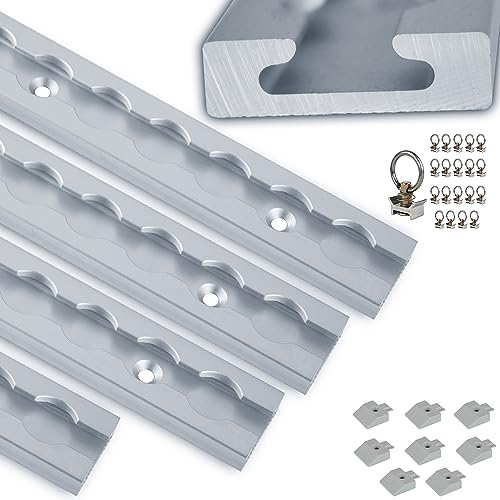 NTG 4 x 1 m Alu Airlineschiene Zurrschiene eckig, mit Bohrungen 1m 1000mm | Starter Set | Ladungssicherung für LKWs und Wohnmobile | Gebohrte Zurrschiene | Silber eloxiert