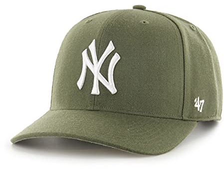 '47 MLB New York Yankees Cold Zone MVP DP Unisex-Baseballkappe, Verstellbar, Hochwertiges Design, White Logo, Olive Green