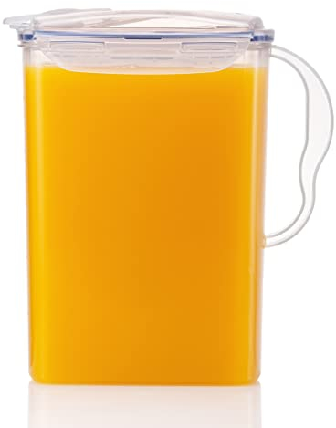 LocknLock Aqua Fridge Door Water Jug with Handle BPA Free Plastic Pitcher with Flip Top Lid Perfect for Making Teas and Juices, 3 Quarts, Clear