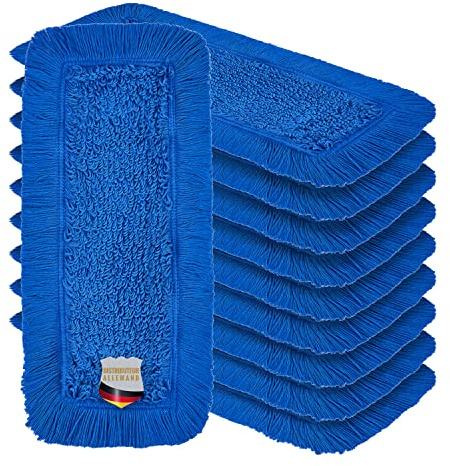 Okaei 10 Stück Wischmopp Bezug (40 cm) - Bodenwischer-Wischbezug zur Trocken- & Nassreinigung - Bodenwischer-Bezug für alle Gängigen Wischmopp-Halter und Pressen - Hochwertiger Wischer-Bezug Blau